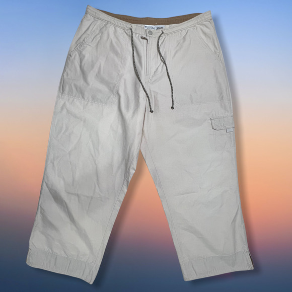 Columbia Pants - Columbia Women L Cargo Hiking Pants Beige Khaki Cropped Outdoor Capri Drawstring